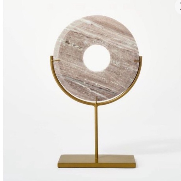 Marble Disc Decorative Object -‎ gold metal base shelf decoration MCM elegant - Picture 1 of 11